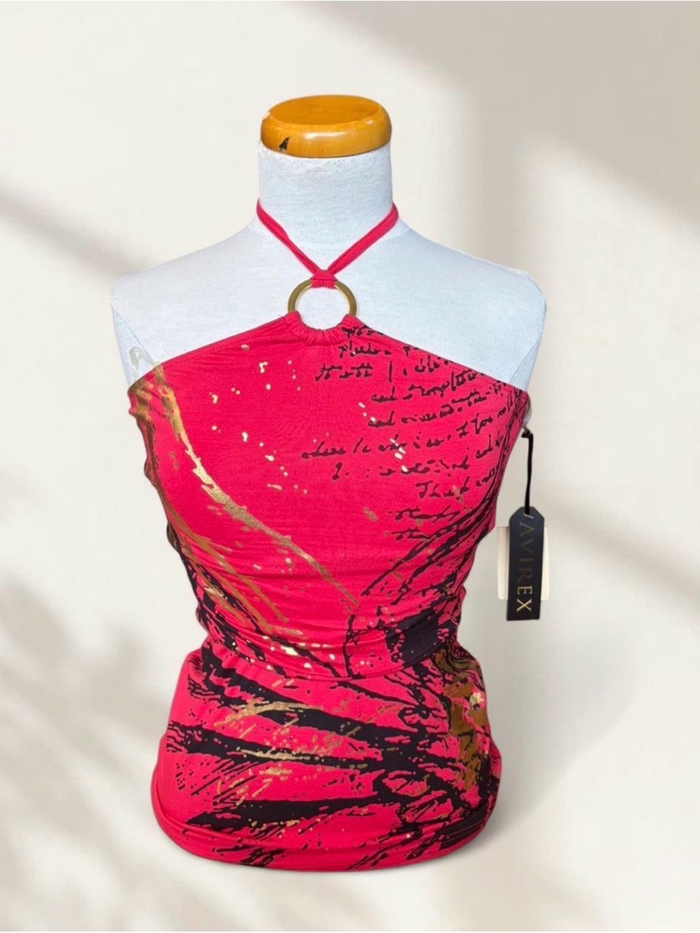 Avirex Pink Halter Ring Print Camisole